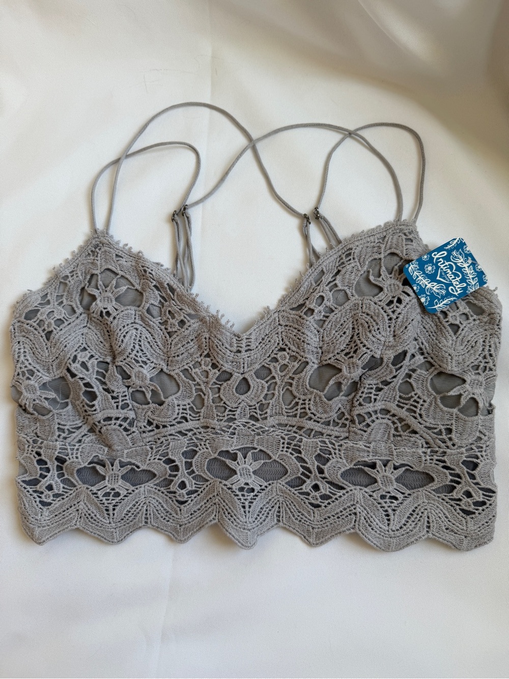 Free People Intimately Ilektra lace Bralette in Gray New With Tags Size Large
